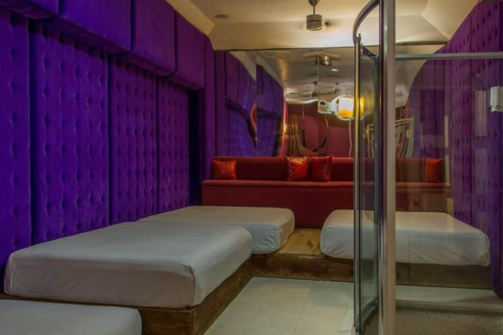 beds shown in the playroom at Hedonism II resort
